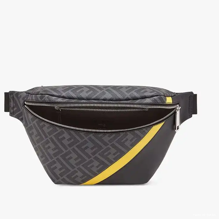 Affordable HOT In Black Yellow Belt Fendi Bag Motif FF Fabric 0419